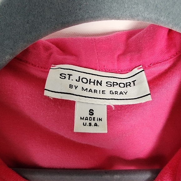 St. JOHN sport velour type 70s style kangaroo pocket zip front jacket size s - Picture 6 of 9